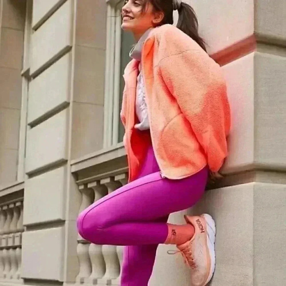 Free People Ziggy Up Fleece in Sundance Orange Zip Up Sweatshirt Size L NEW - Picture 3 of 3